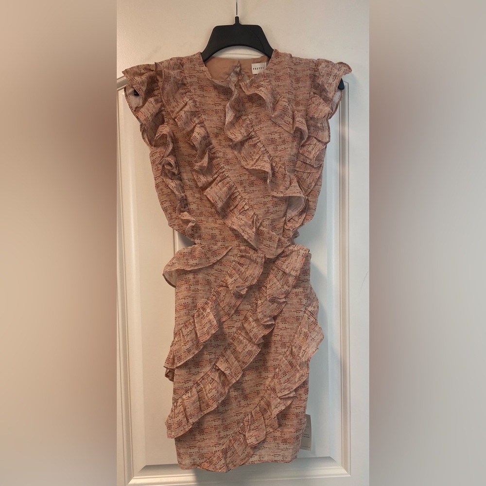 Pretty Lavish Ruffled Terracotta Print Mini Dress Size 2